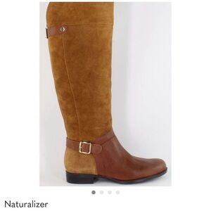 NWOT❤️Naturalizer ❤️January Wide Calf Brown Leather Suede Over Knee Boots 6.5